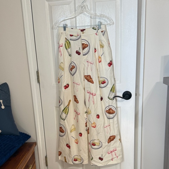 Avec Les Filles Pants - Avec Les Filles Cream Breakfast-Print